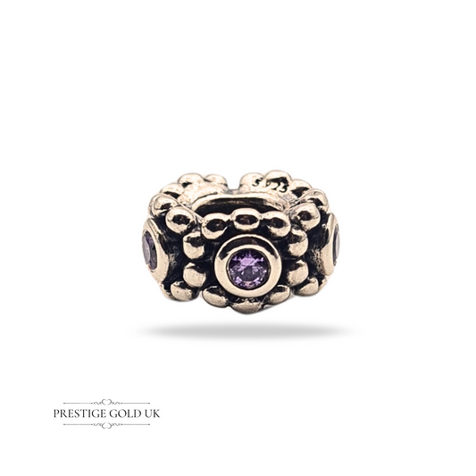 925 ALE Pandora Her Majesty pink CZ charm, sterling silver, 5mm wide, 1.85g, authentic 791122PCZ bead, screw style charm