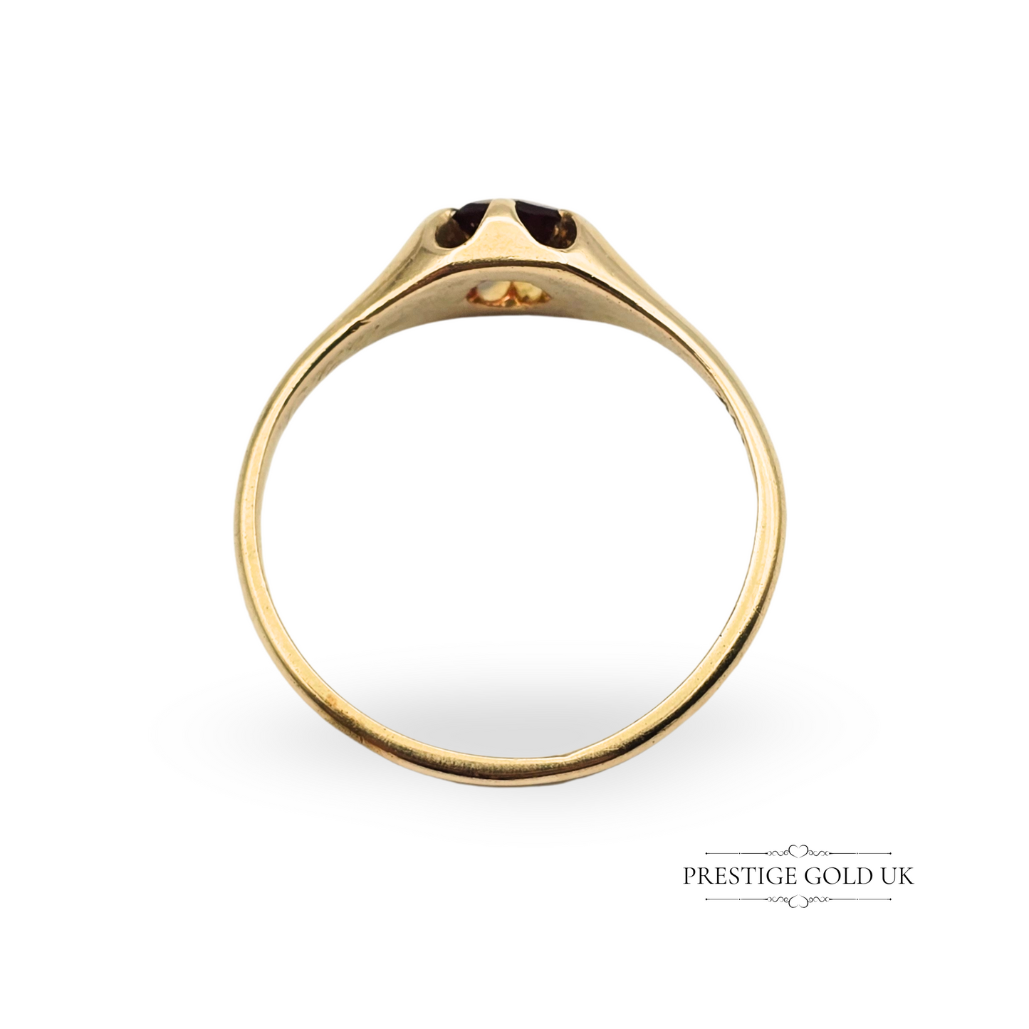 14ct Gold Garnet Pinky Ring, UK G US 3.5, Dainty Elegant Tiny Garnet Pinky Ring