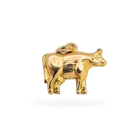 9ct Gold Cow Charm, Puffy Hollow Design