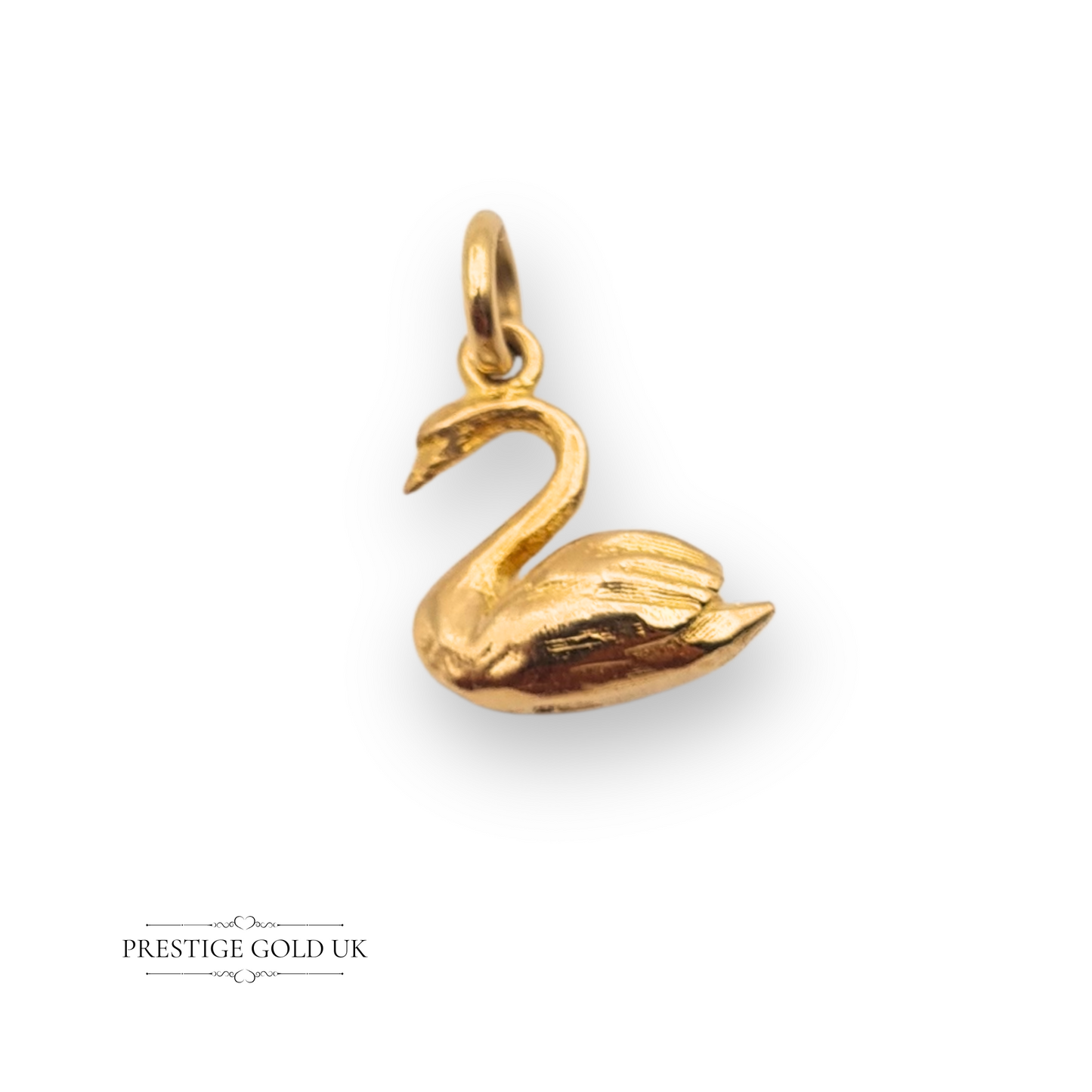 Tiny 9ct Gold Swan Charm,  Hollow Ladies Lightweight Swan Pendant