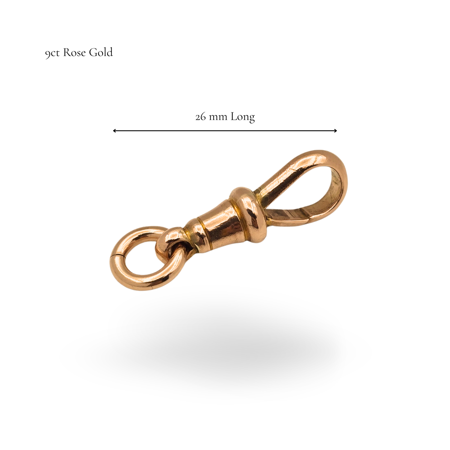 9ct Rose Gold Dog Clip Clasp, 26mm, Stamped 9ct, Secure Charm Hook
