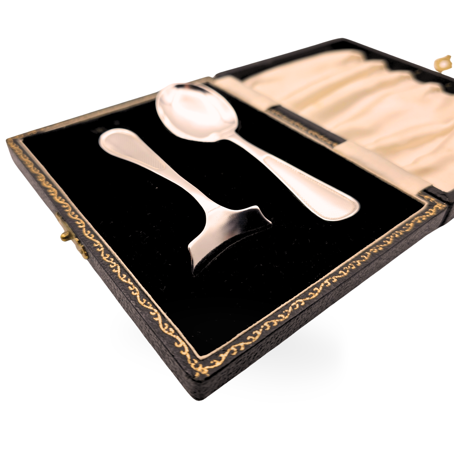 Sterling Silver Childs Spoon & Pusher, HCD, Birmingham, Boxed Christening Set