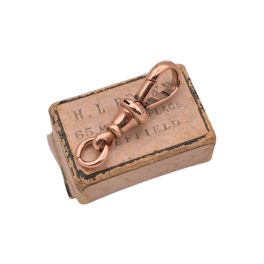 Large 9ct Rose Gold Dog Clip Clasp, Herbert Bushell Birmingham, 28mm Long