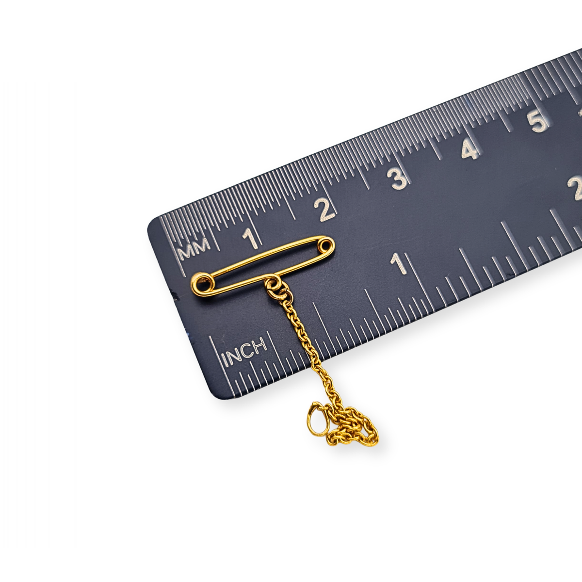 9ct Gold Antique Brooch Safety Chain 45mm Chain 18mm Clip