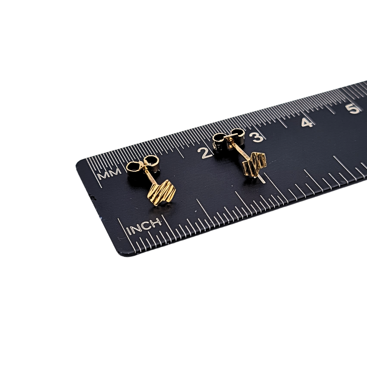 9ct Gold Brutalist Stud Earrings, 4mm, Small Earrings