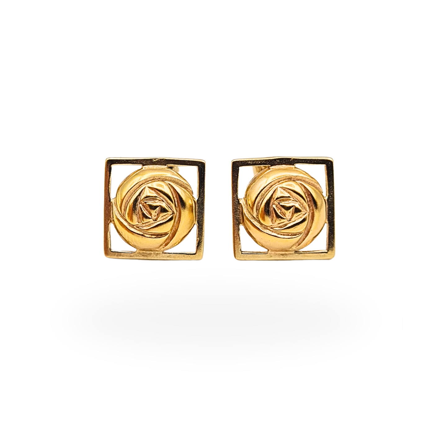 9ct Gold Kit Heath Glasgow Rose Stud Earrings Charles Rennie Mackintosh Style