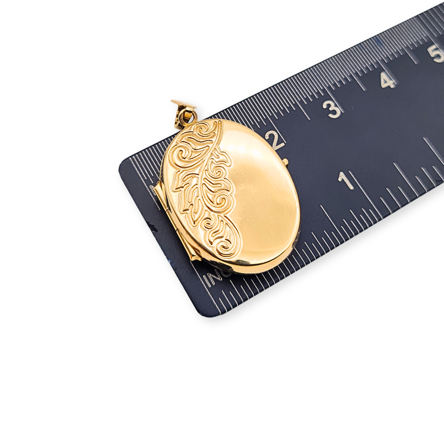 Large 9ct Gold Oval Photo Locket Pendant Engraved Birmingham Hallmark 1991