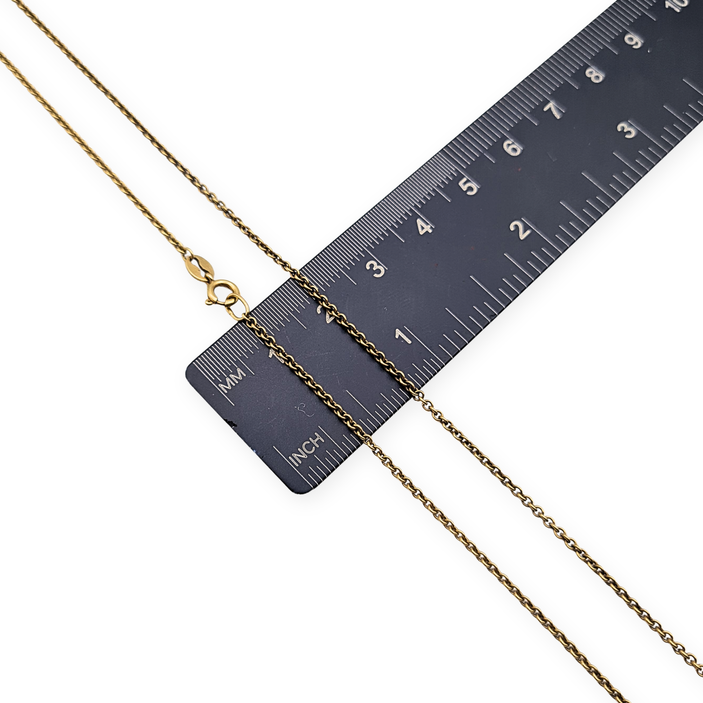 18" Long 9ct Gold Belcher Chain Necklace 45cm 1mm Rolo Link Spring Ring