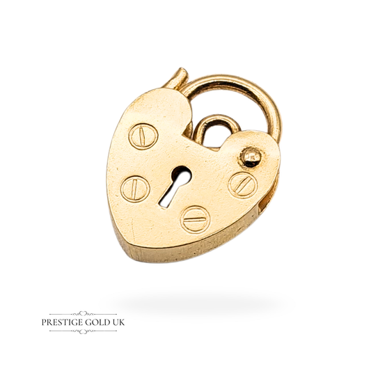 Clearance Item 9ct Gold Tiny Heart Padlock, Opens & Closes Securely
