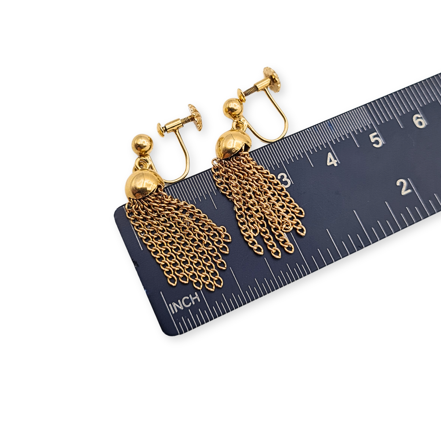 9ct Gold Tassel Drop Earrings,Yellow & Rose Gold Screw Back Earrings