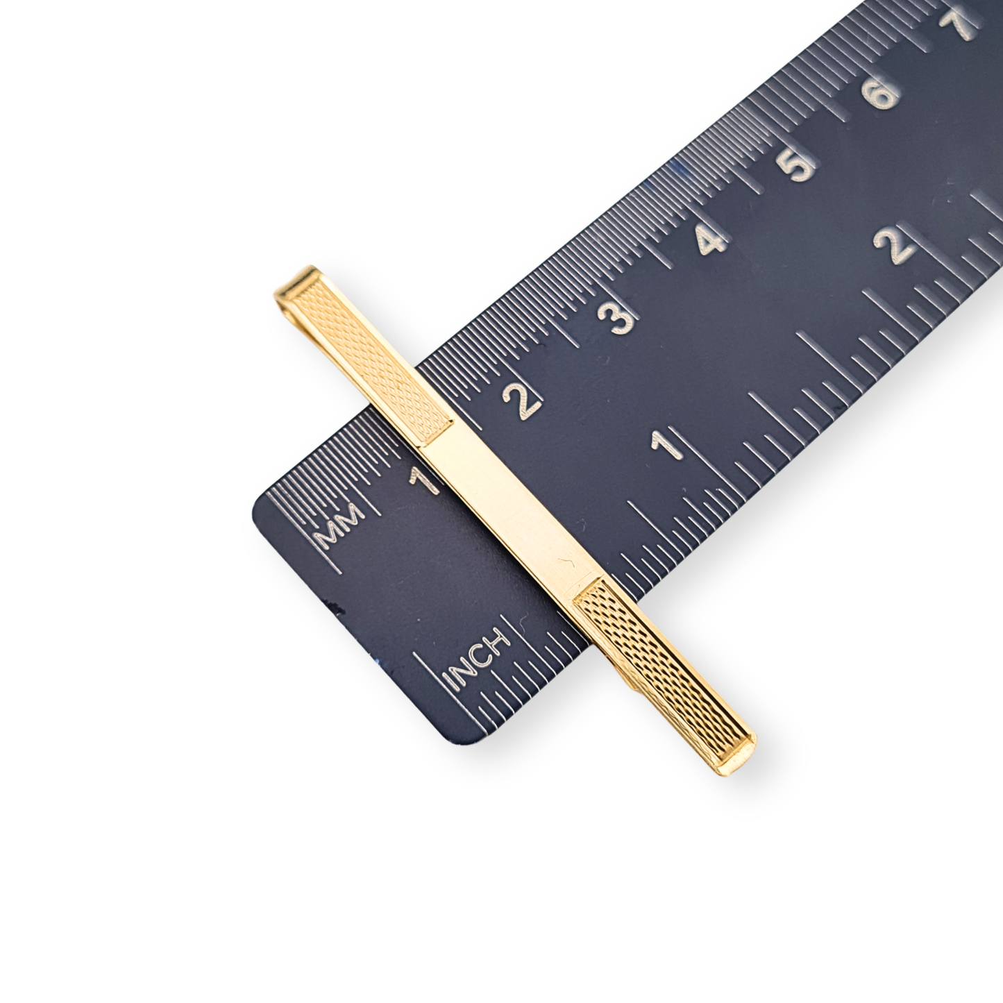 9ct Yellow Gold Tie Slide Tie Clip Hallmarked Birmingham 1988 Textured 50mm
