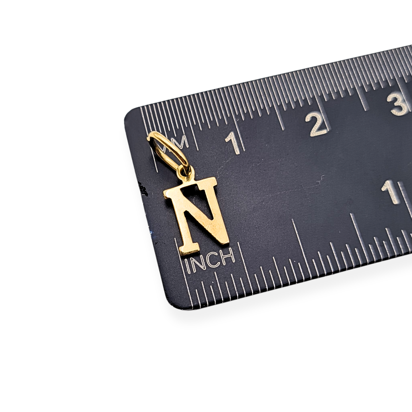 Small 9ct Gold Letter N Pendant, Dainty 10mm, 0.29g