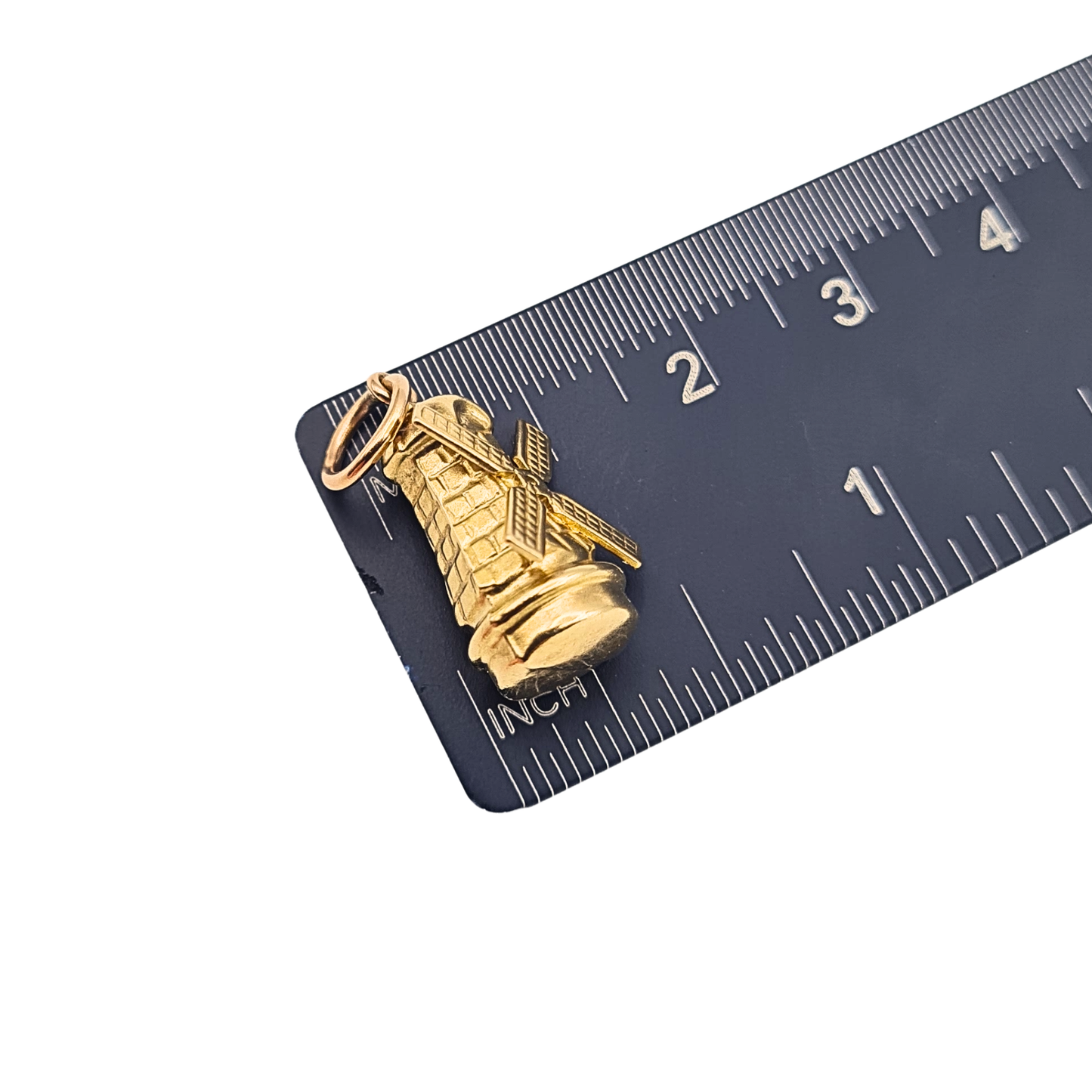 9ct Gold Windmill Charm Pendant Moving Sails Hollow Gold Charm
