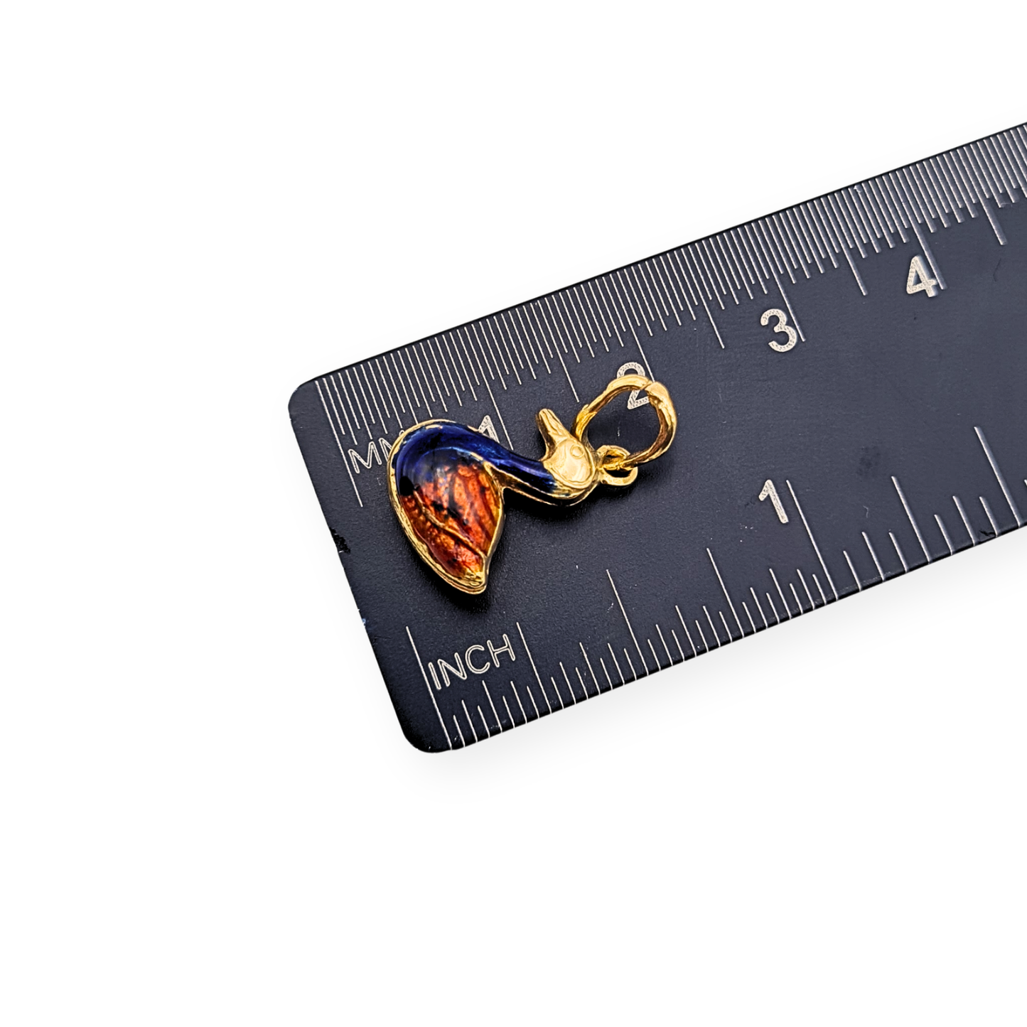 18ct Gold Enamel Duck Charm 750 Mini Bird Pendant