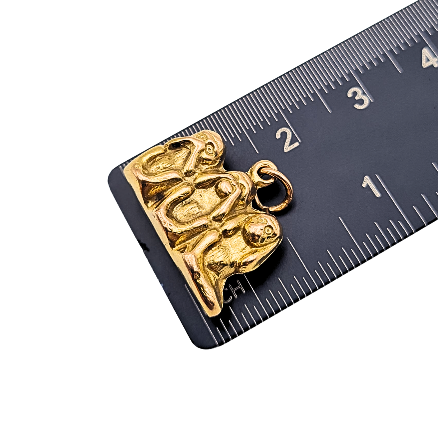 Georg Jensen 9ct Gold Three Wise Monkeys Charm Speak See Hear No Evil Pendant