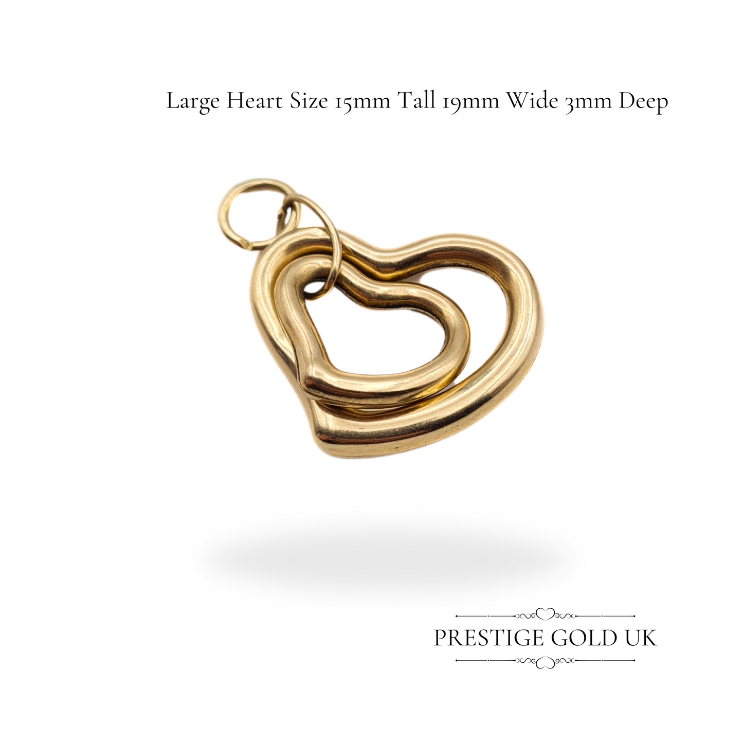 Vintage 9ct Gold Twin Hollow Heart Pendant, Large Two Heart Pendant ,