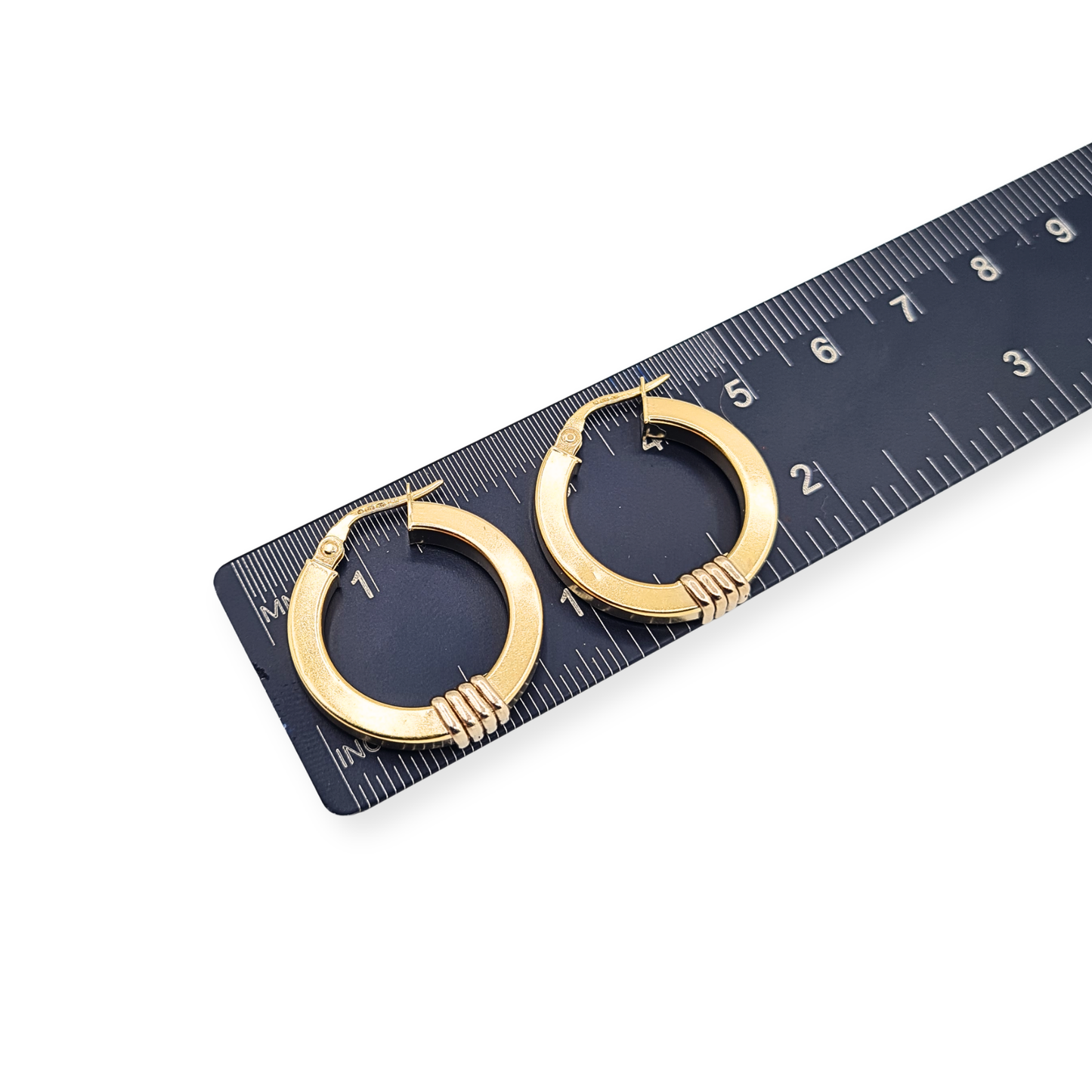 Clearance item 9ct Gold Round Hoop Earrings 21mm Flip Top Hoops