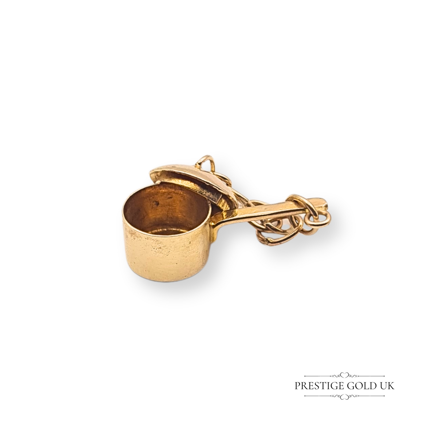 Tiny 9ct Gold Kitchen Pan Charm, Tiny Pot with Removable Lid