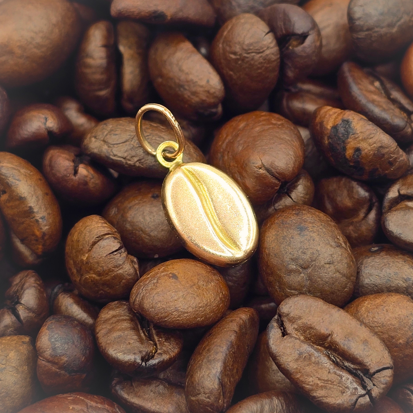 Small 9ct Rose Gold Coffee Bean Charm or Pendant