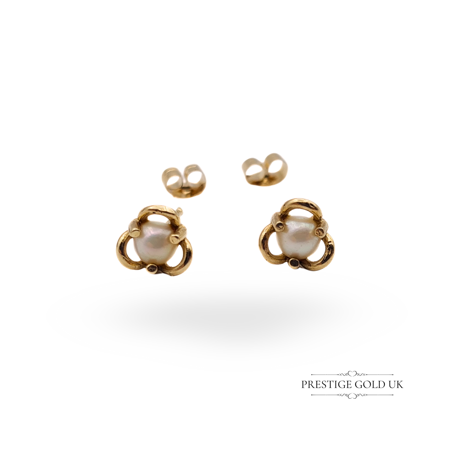 9ct Gold Pearl Stud Earrings, 3mm Cultured Pearls, Vintage Design, Butterfly Backs, Stamped 9ct, Dainty Earrings, Classic Gift for Her