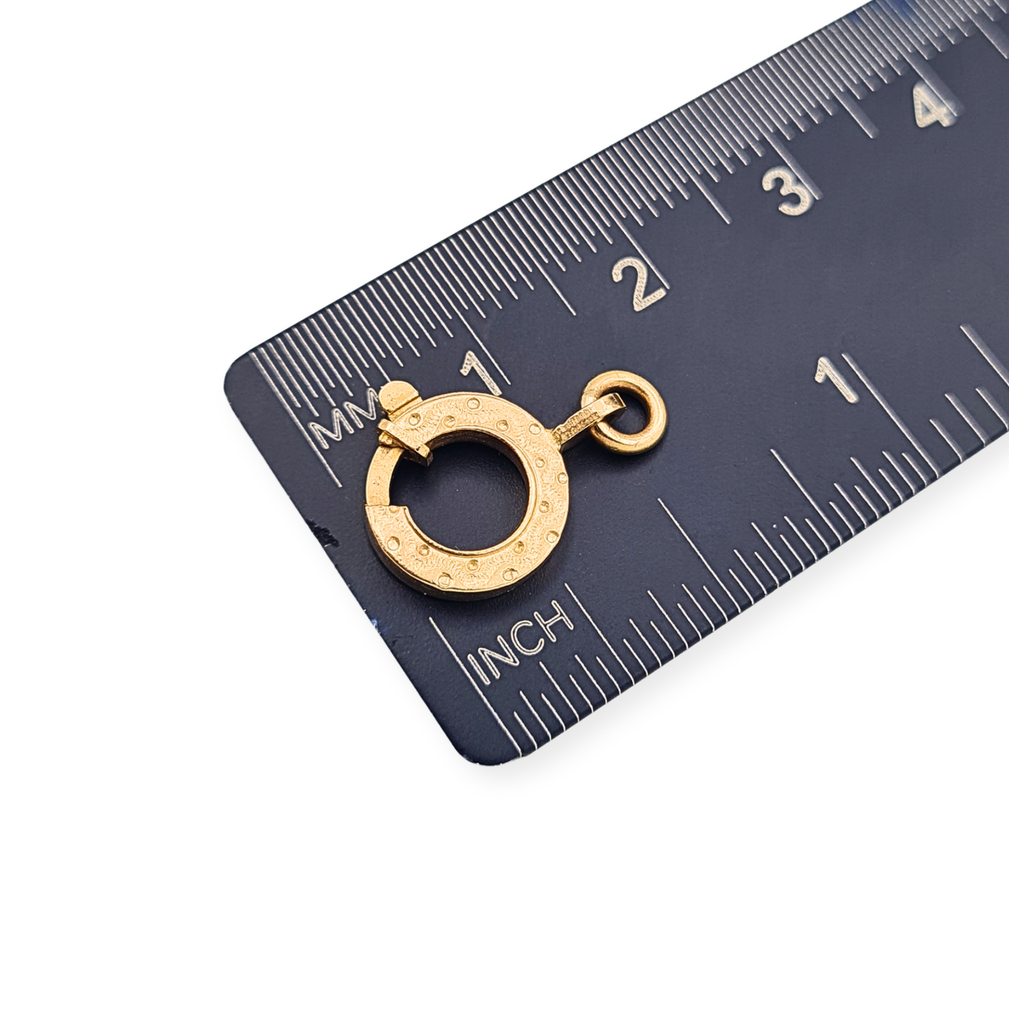 9ct Yellow Gold Engraved Bolt Ring Clasp 10mm  Vintage Spring Clasp