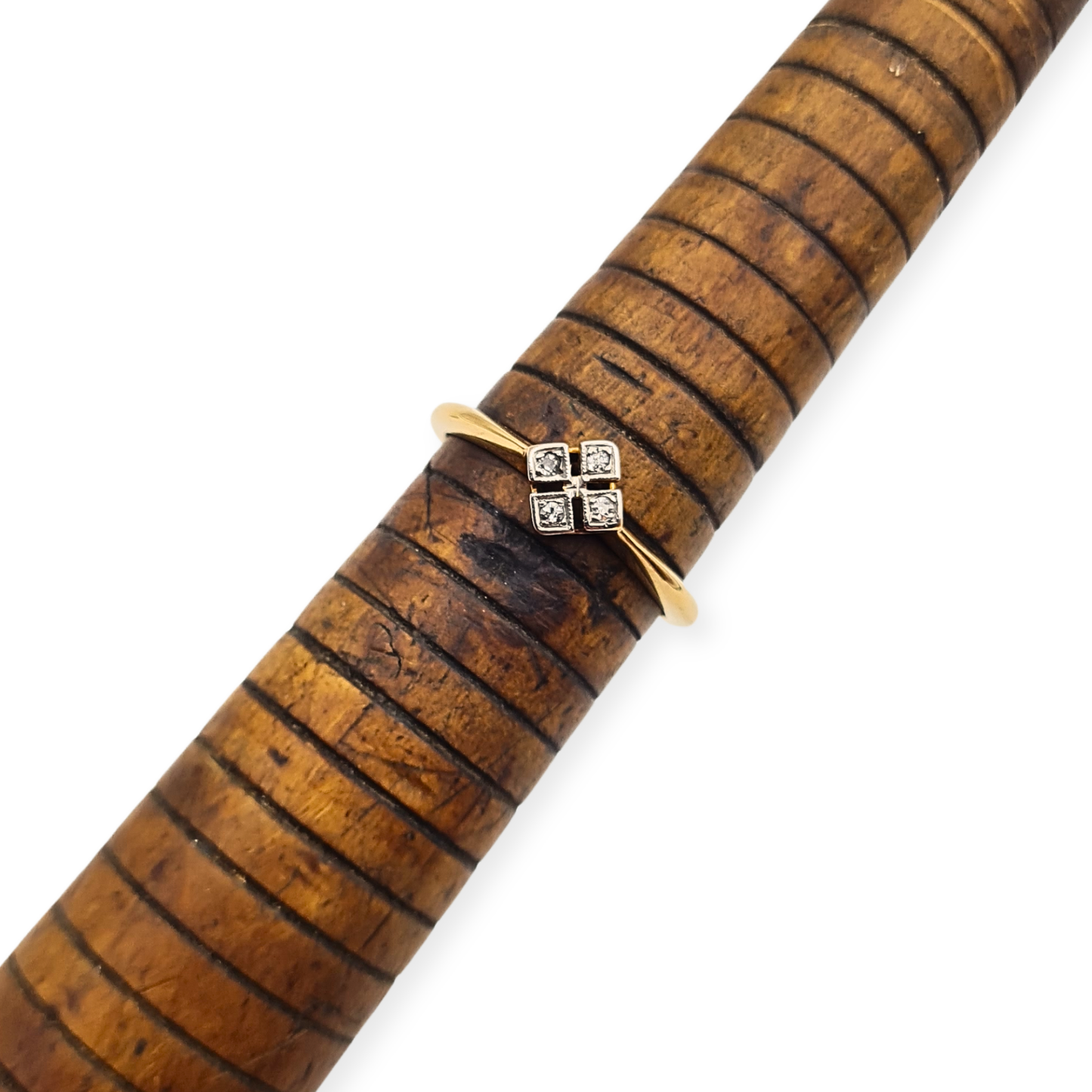 Quality 18ct Gold 4 Stone Diamond Ring Art Deco Style UK N½ US 7