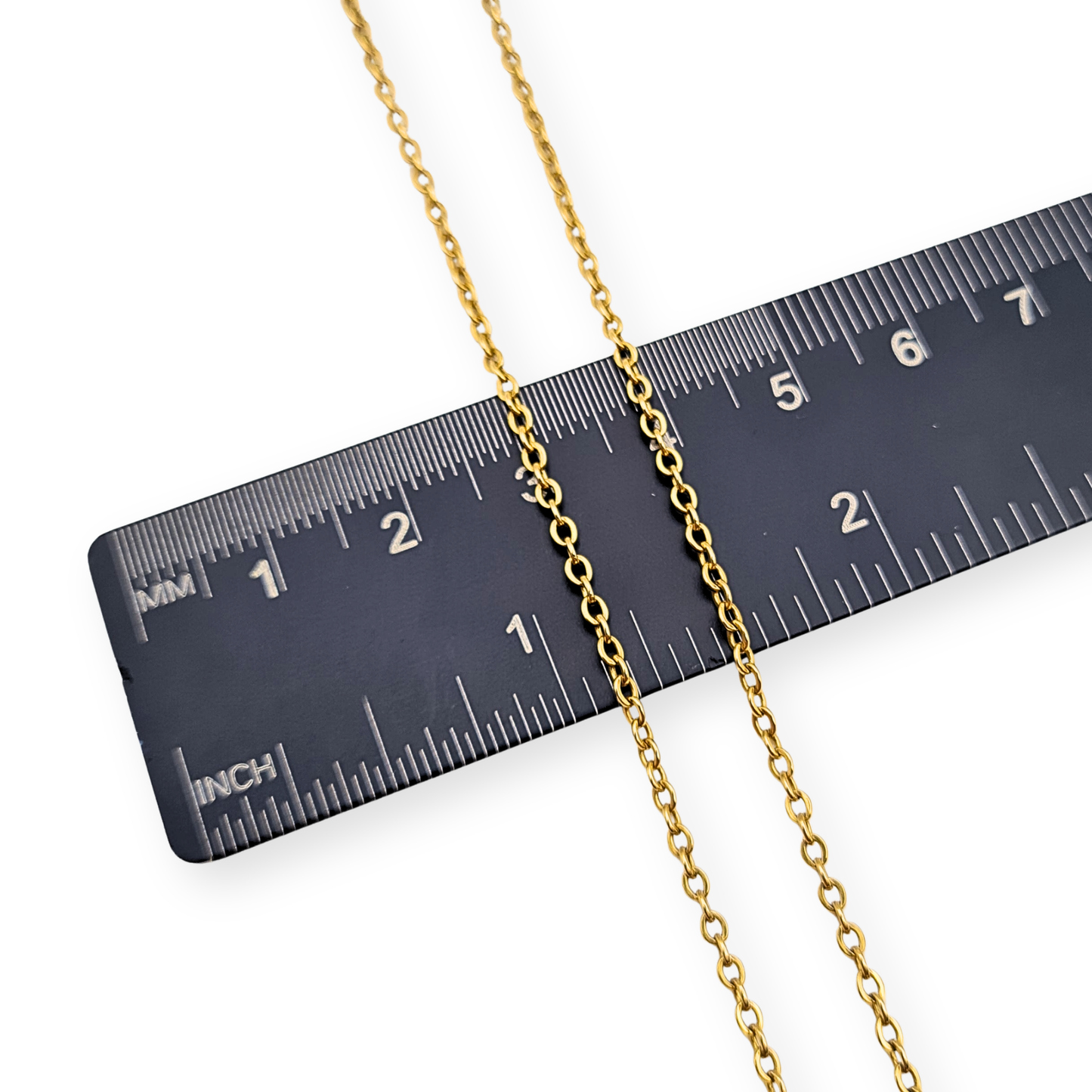 9ct Gold Rolo Belcher Chain 19" Long, Spring Ring Clasp