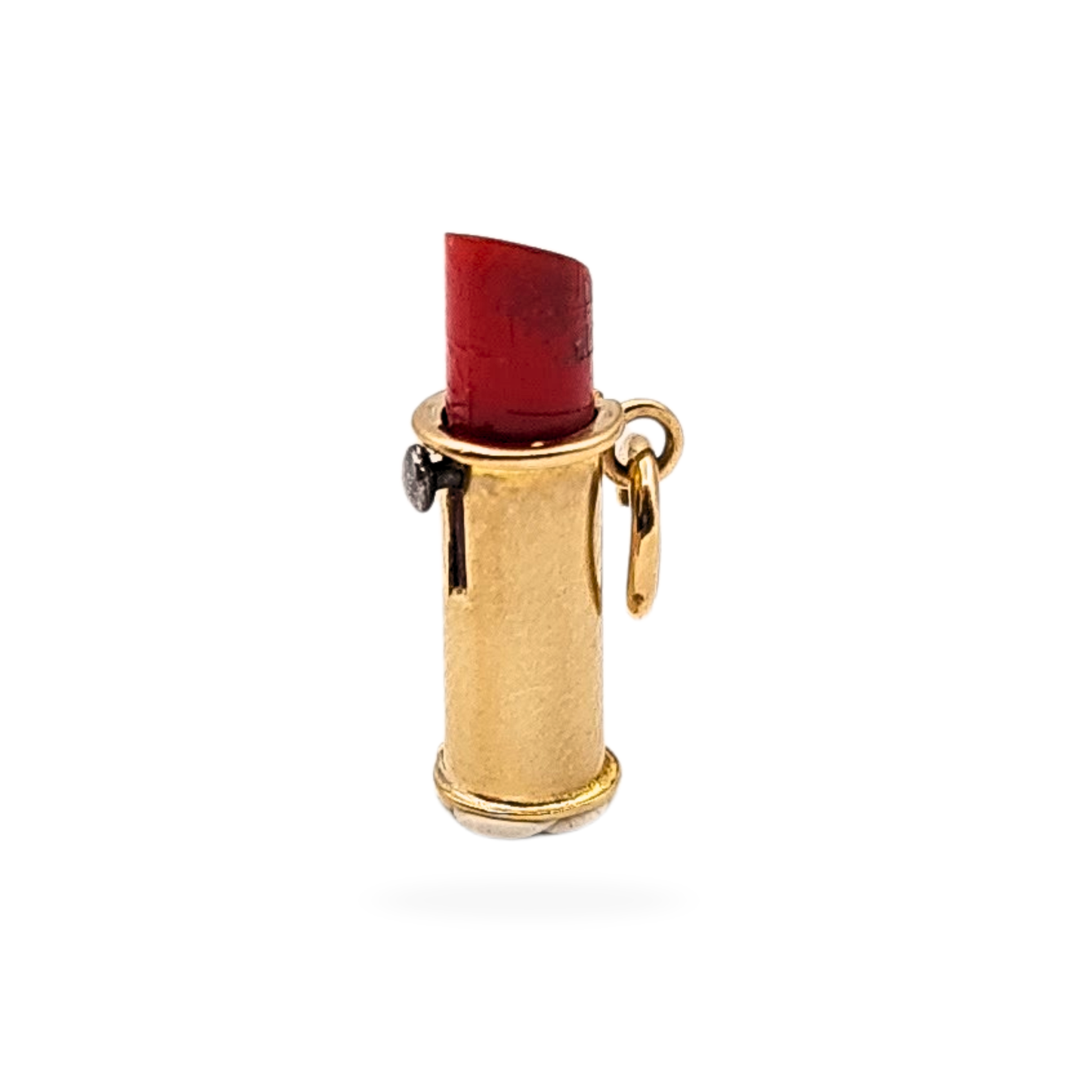 9ct Gold Lipstick Charm, Hallmarked, Moving Parts, Mini Pendant