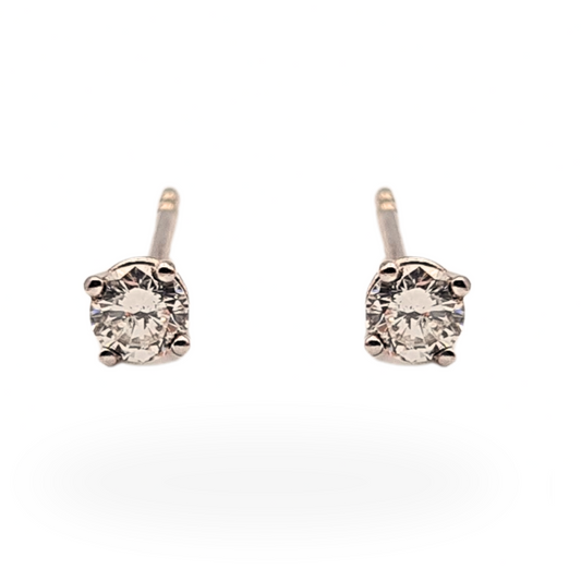 18ct White Gold Diamond Stud Earrings, Round Cut 0.30ct