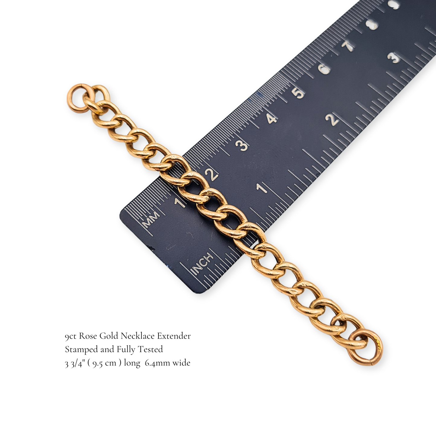 3 3/4 " Rose Gold Curb Chain Extender Charm Dropper Necklace Extension 9.5cm