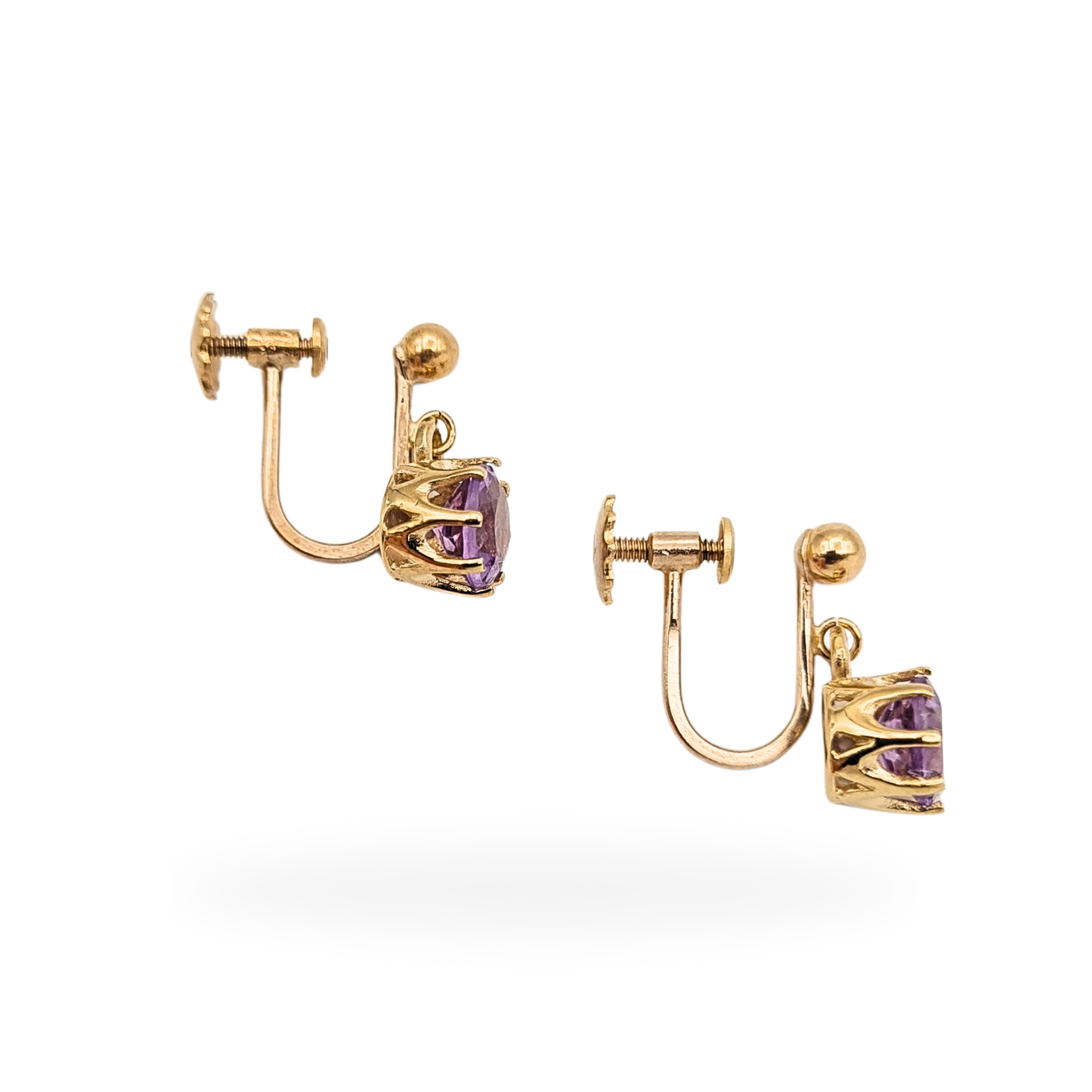 9ct Gold Amethyst Drop Earrings, Screw Back, Hallmarked