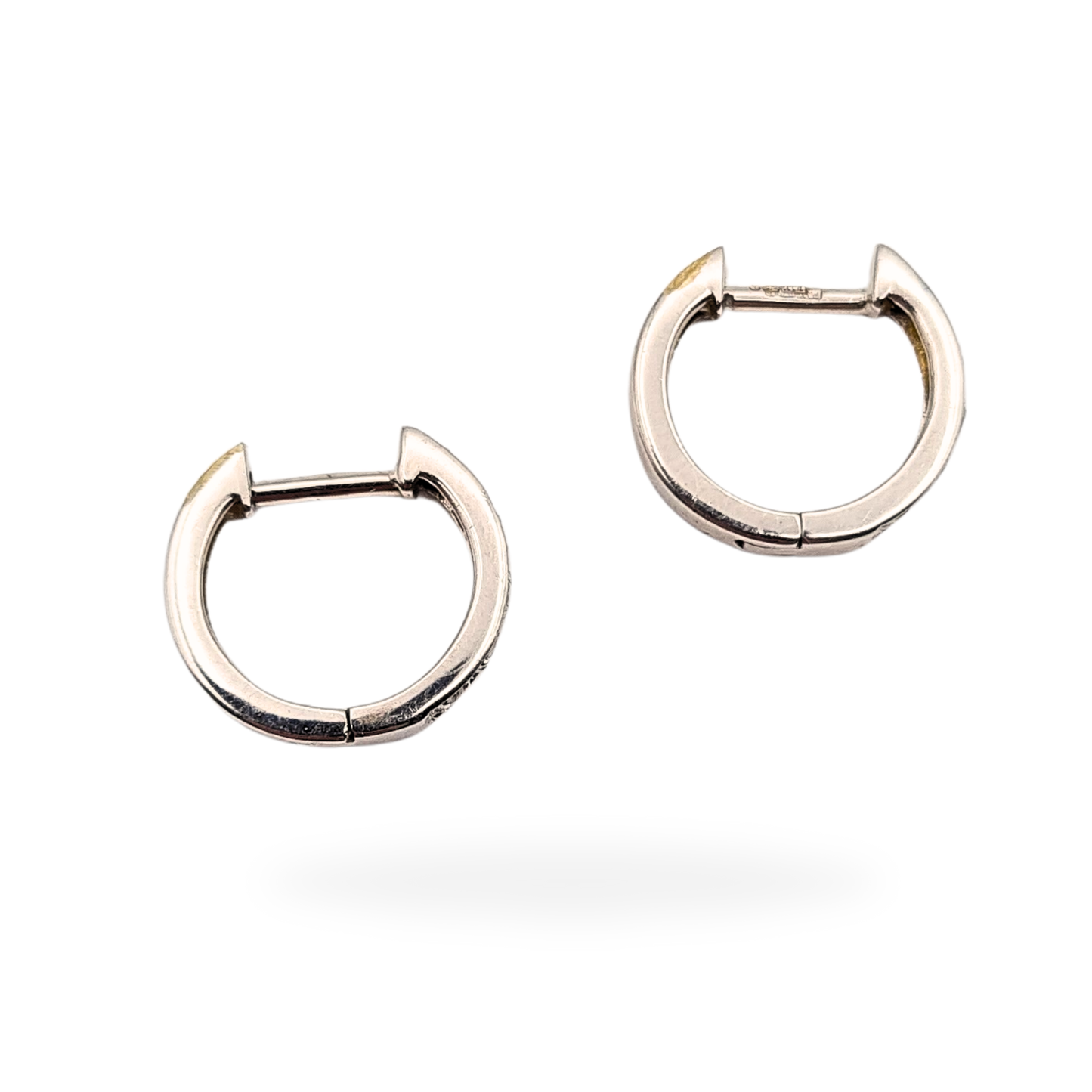 Tiny 9ct White Gold Diamond Huggie Hoop Earrings Fully Hallmarked