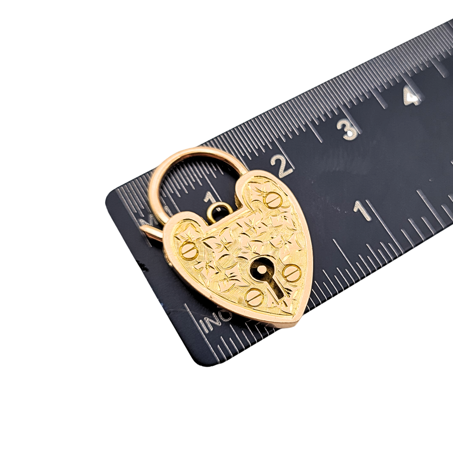 Huge 9ct Rose Gold Heart Padlock Pendant, Large Ivy Engraved Clasp