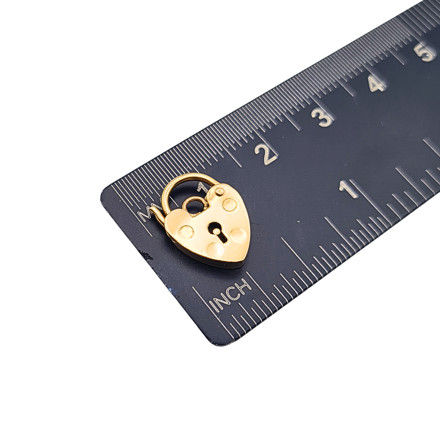 Tiny 9ct Gold Heart Padlock Charm Hallmarked Yellow Gold Pendant Clasp
