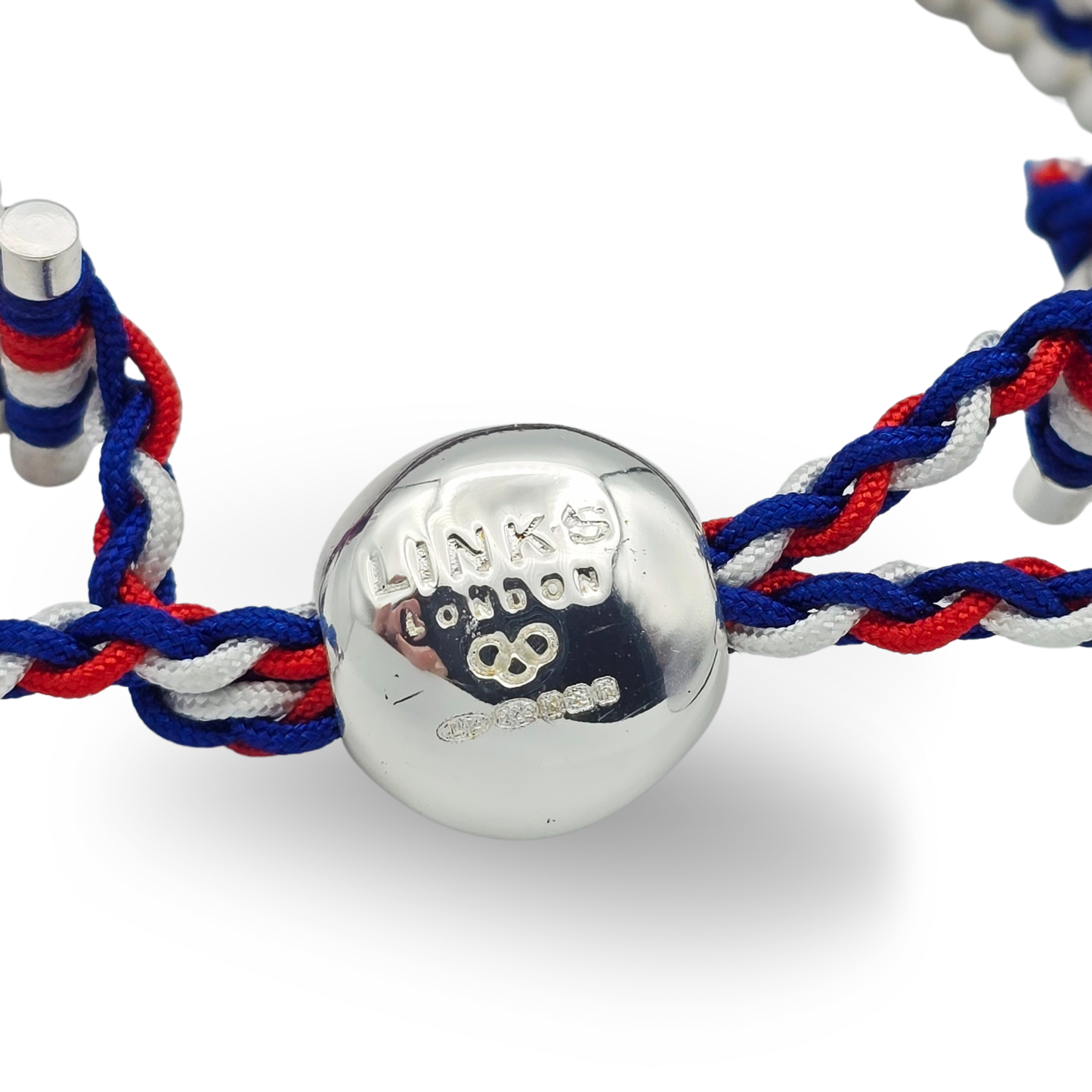 As-New Links of London Friendship Bracelet, Adjustable 5–9” Red White Blue