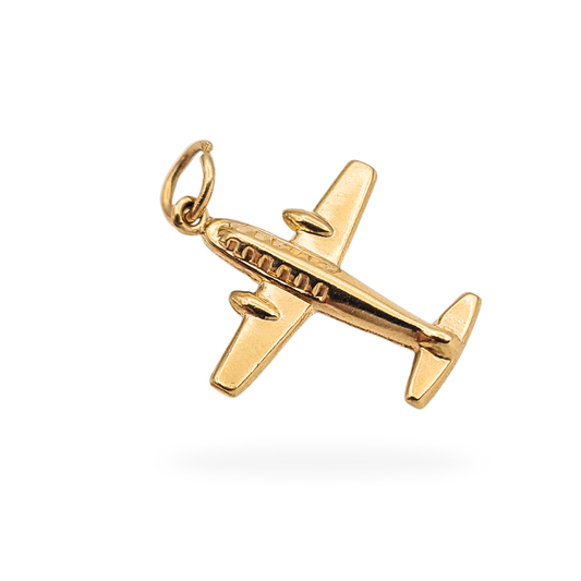 9ct gold charm, gold airplane pendant, aircraft charm, travel jewellery, aviation gift, gold charm pendant, fully hallmarked gold, novelty gold charm
