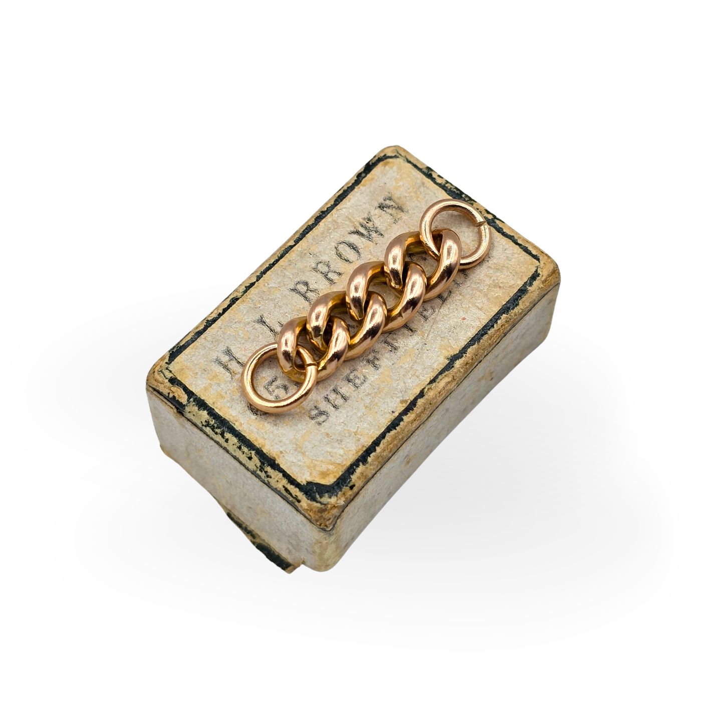 1" Antique 9ct Solid Rose Gold Curb Link Extender 27mm 6mm Wide