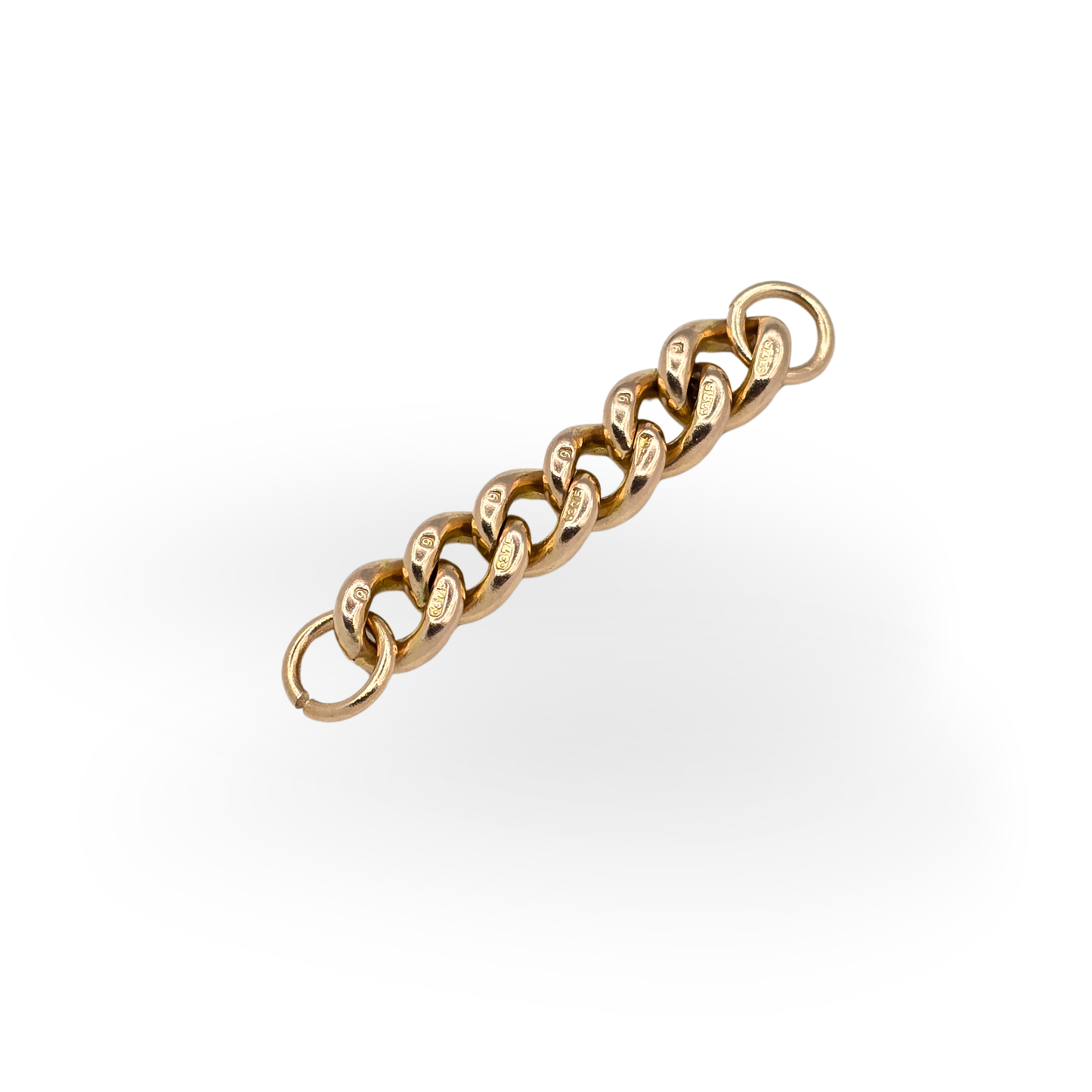 1 1/2" Antique 9ct Solid Rose Gold Curb Necklace Link Extender