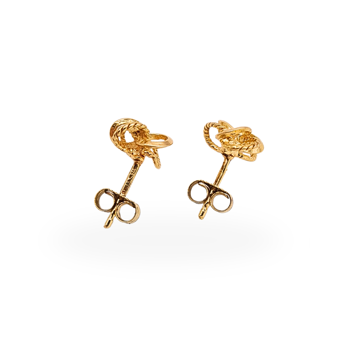 Delicate 9ct Gold Twist Knot Stud Earrings, Textured Woolmark British Hallmarked