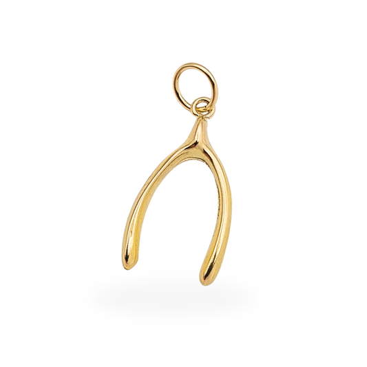 Vintage 9ct gold wishbone charm small dainty good luck pendant
