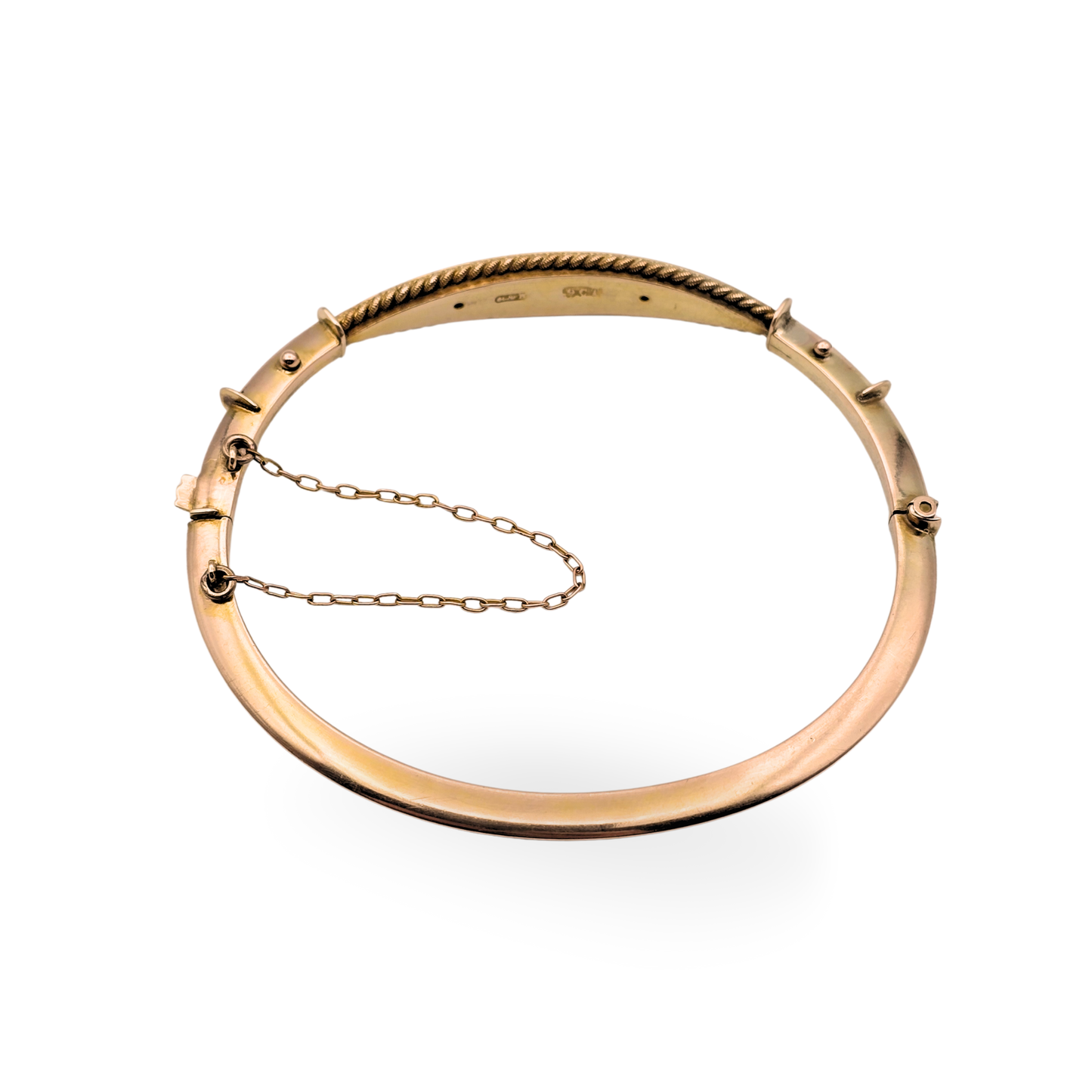 6 1/4 Inch, 9ct Gold Early 20th Century Hinged Diamond Bangle