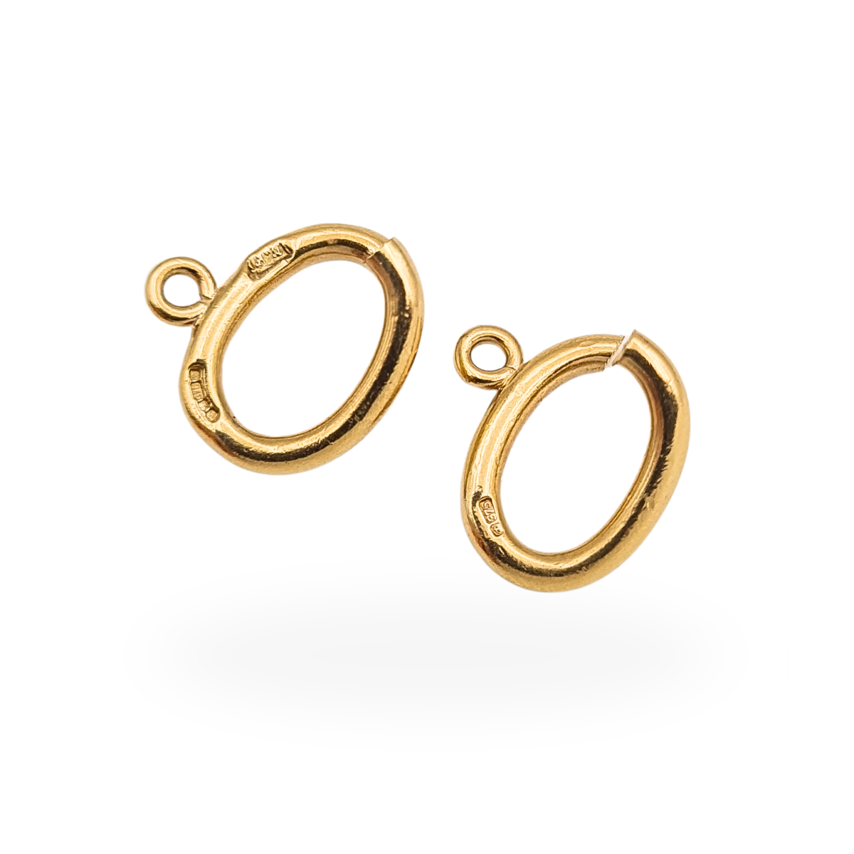 Large 9ct Gold Oval Open Jump Rings Pair Sheffield 1978 Jewellery Findings