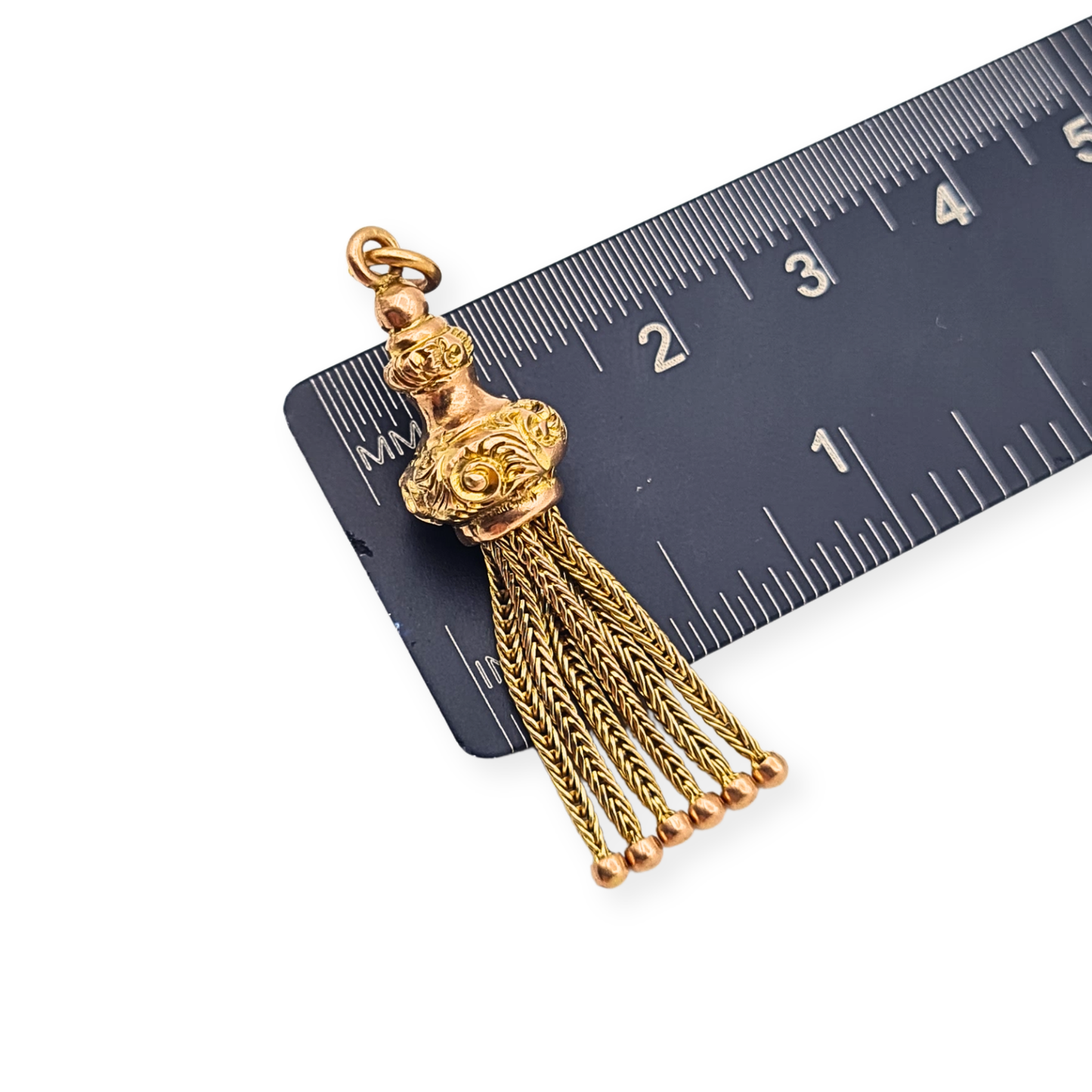 Antique 9ct Rose Gold Albertina Tassel Pendant Hand Engraved Fox Tail Charm