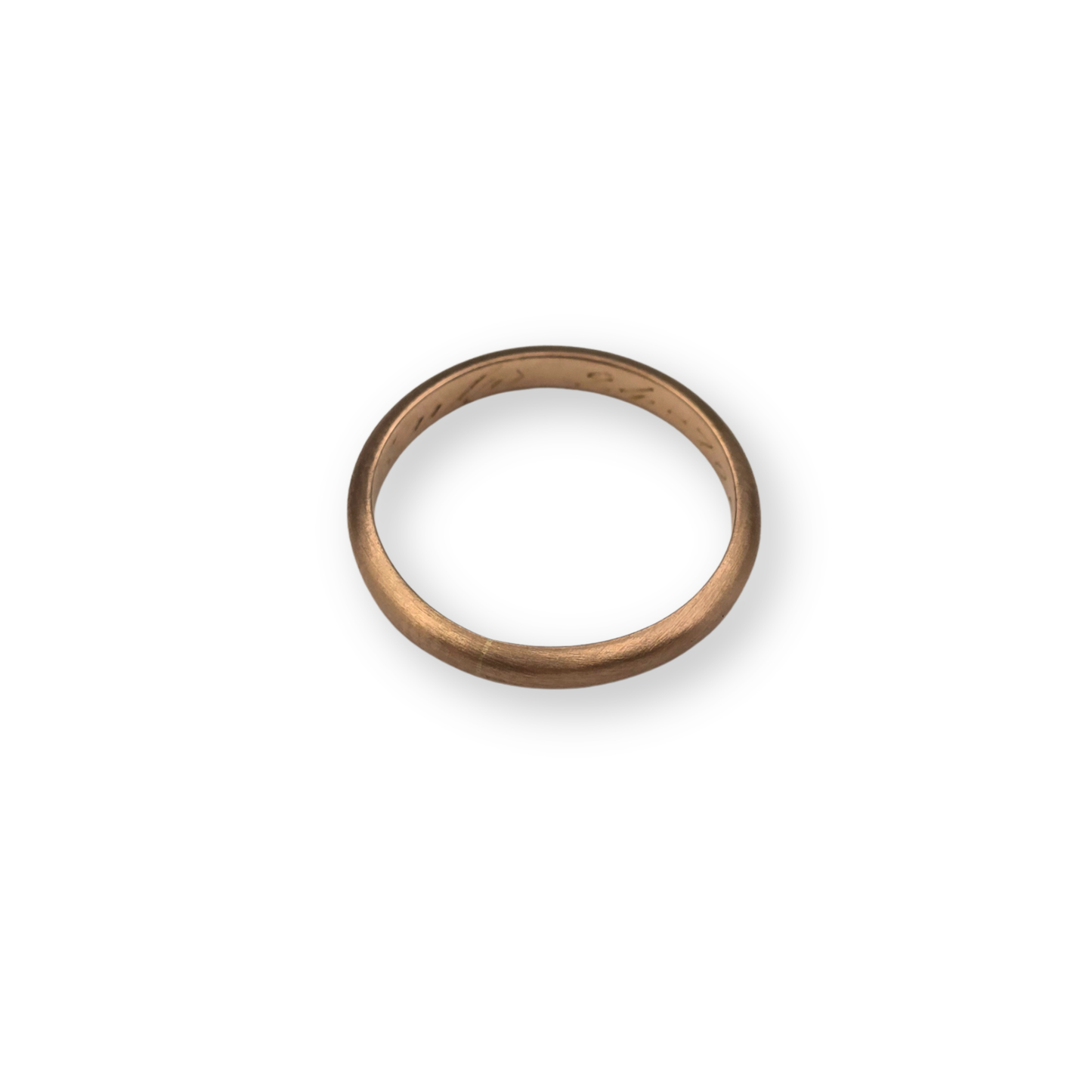 18ct  Matt Rose Gold Wedding Band Ring Engraved 24 July 1950 UK I½ US4¾