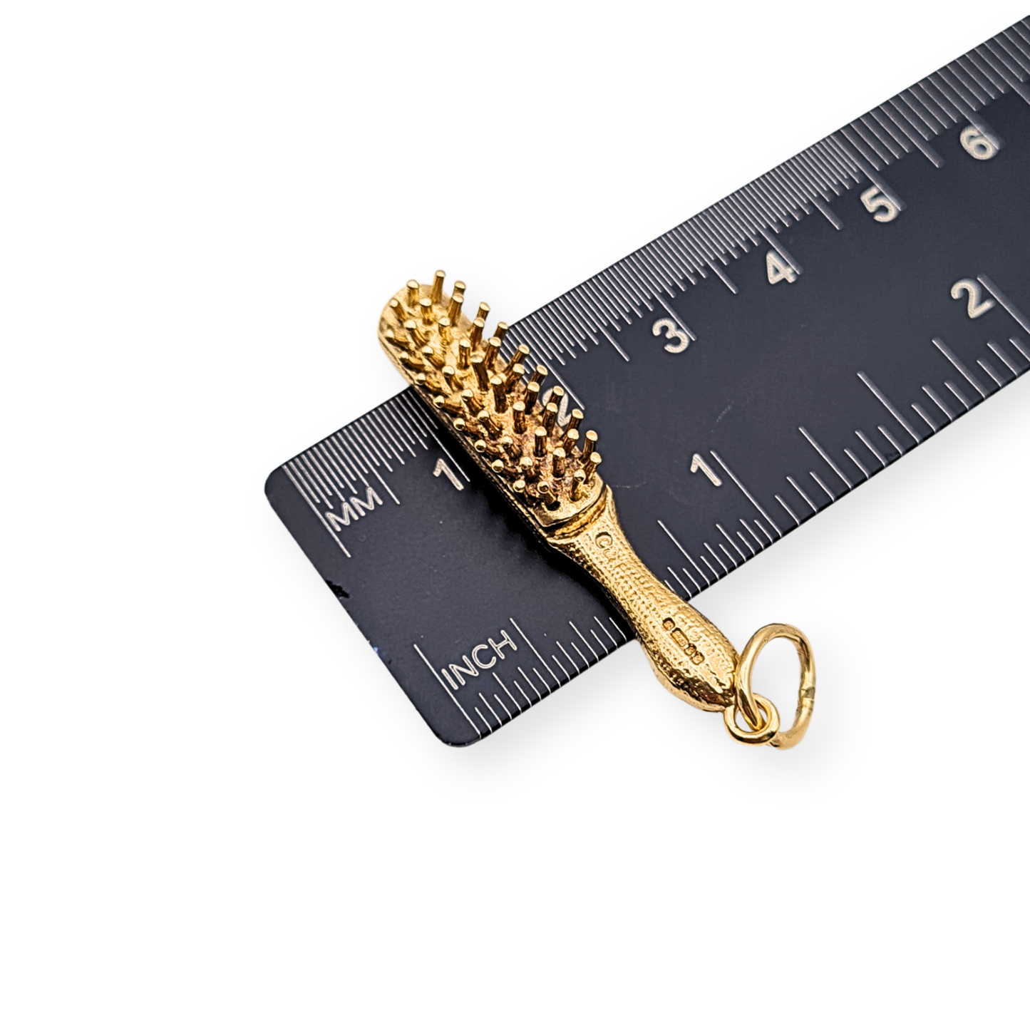Large 9ct Gold Hair Brush Charm 6.5g London 1977 Hallmarked