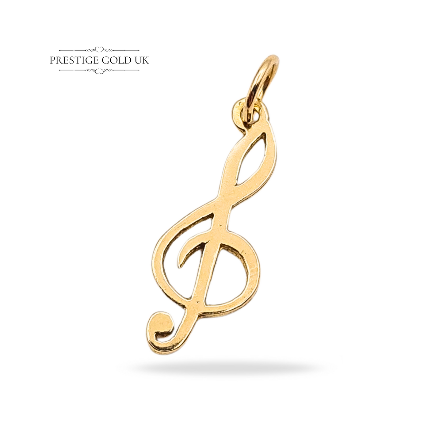 9ct Gold Treble Clef Pendant, Hallmarked Birmingham, Gold Vintage Music Charm