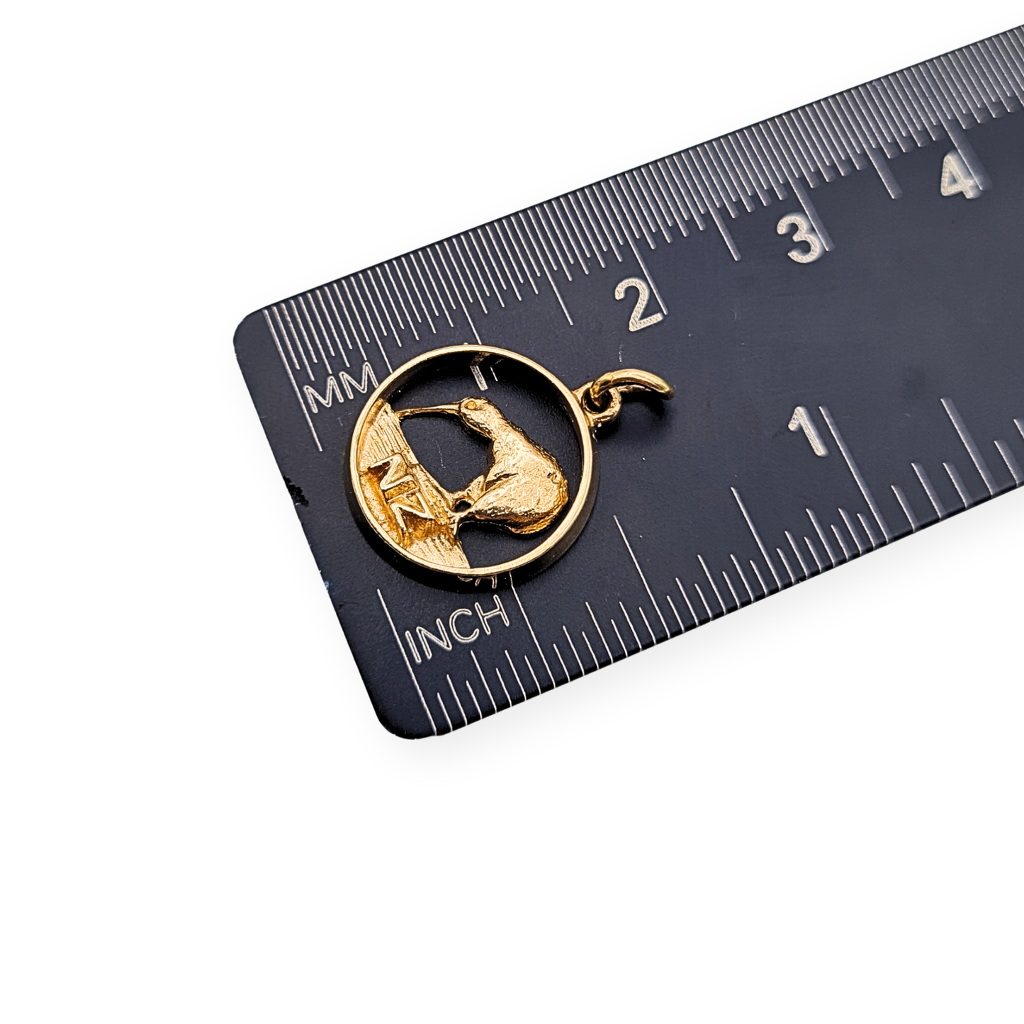 Quality Solid 9ct Gold NZ Kiwi Charm, 13mm Round