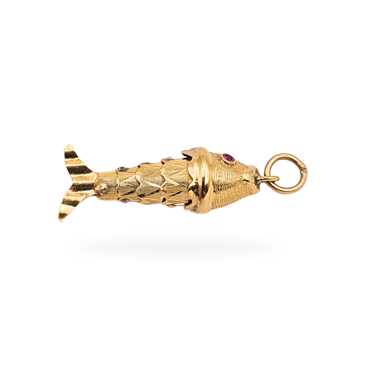 9ct Gold Articulated Fish Charm, Moving pendant