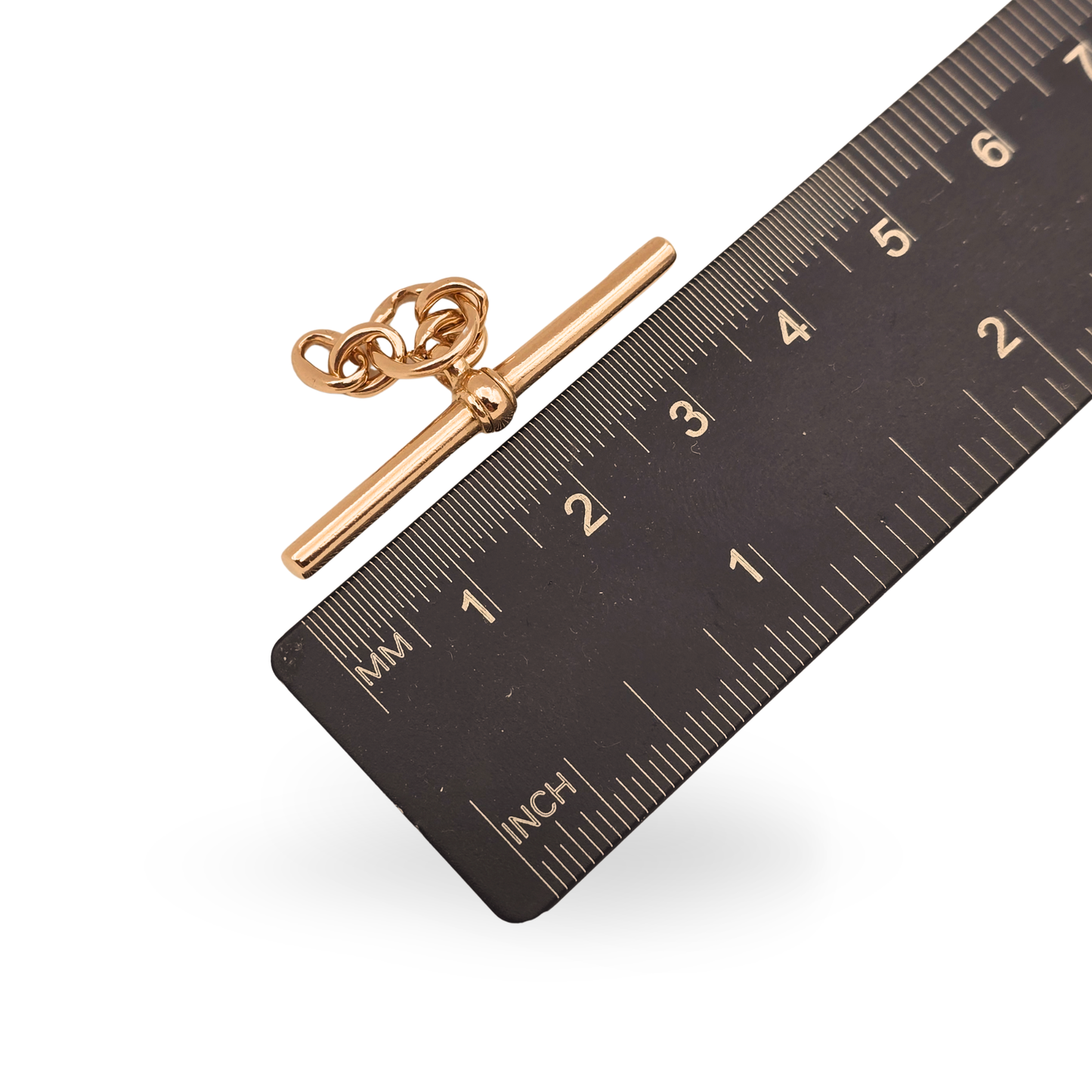 9ct Rose Gold Albert T Bar, 35mm, Birmingham, John Goffe & Son