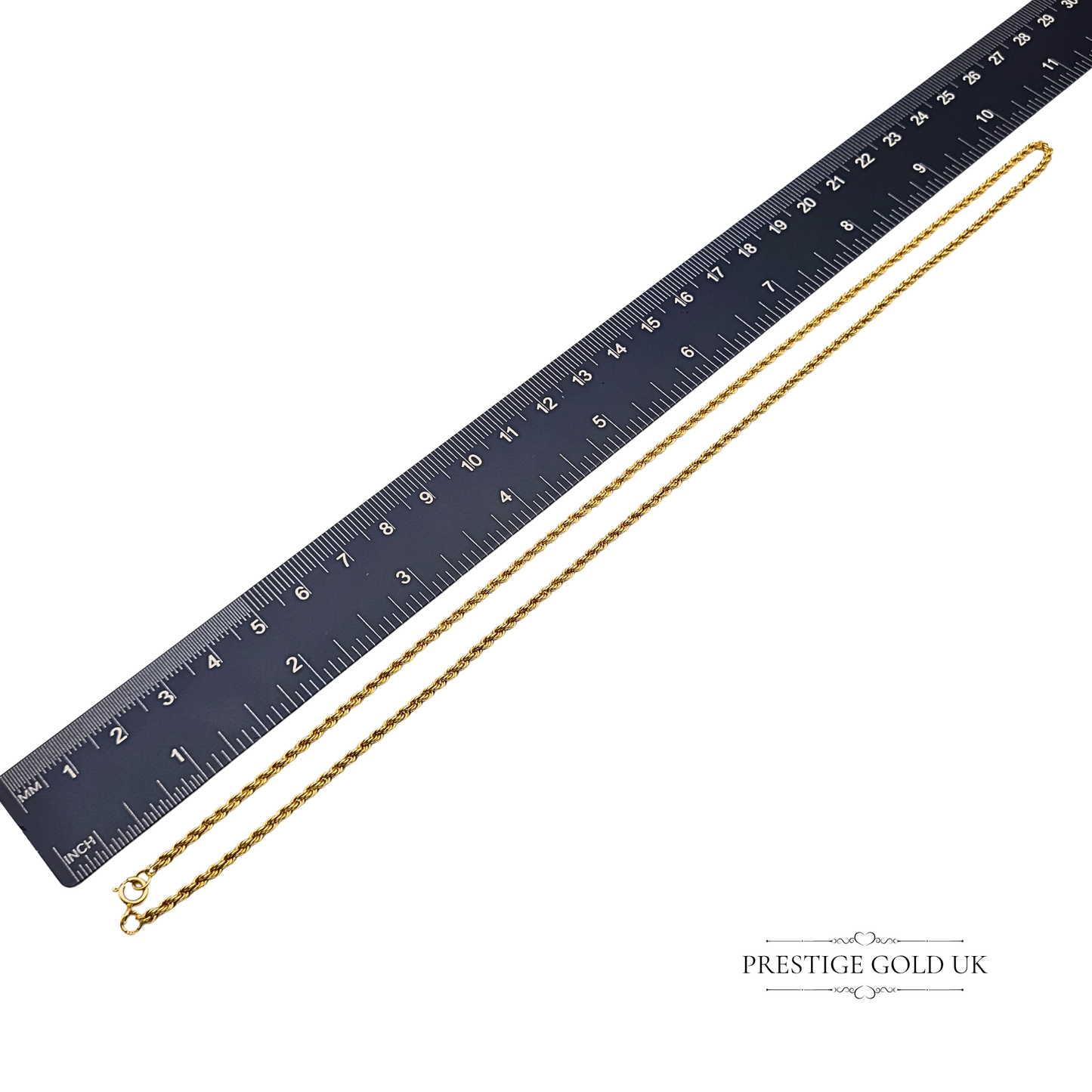 Lightweight 18ct Gold Rope Chain Twist Necklace, 20" Long Hollow Design